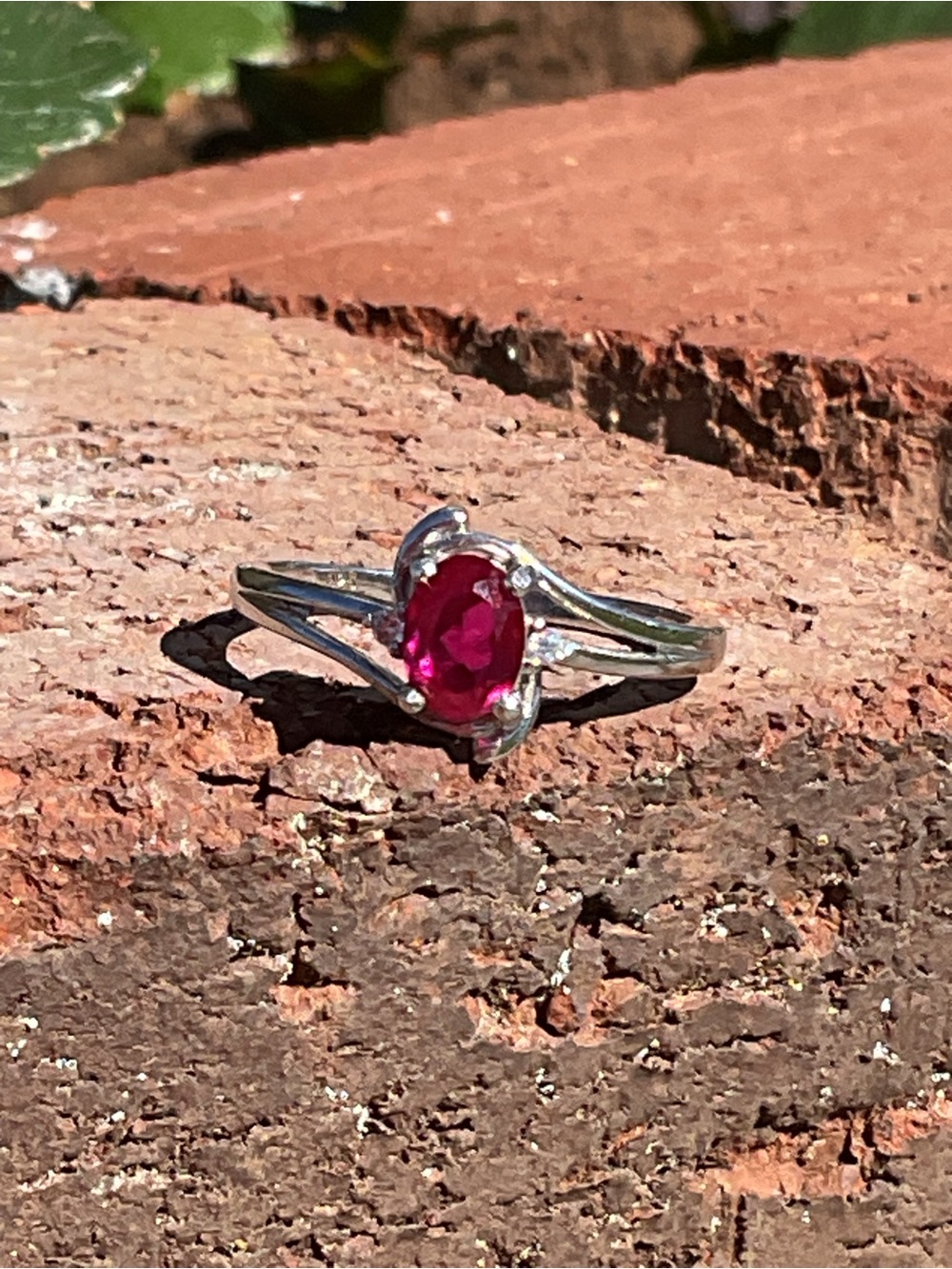 Ruby and CZ .925 Silver Ring 8